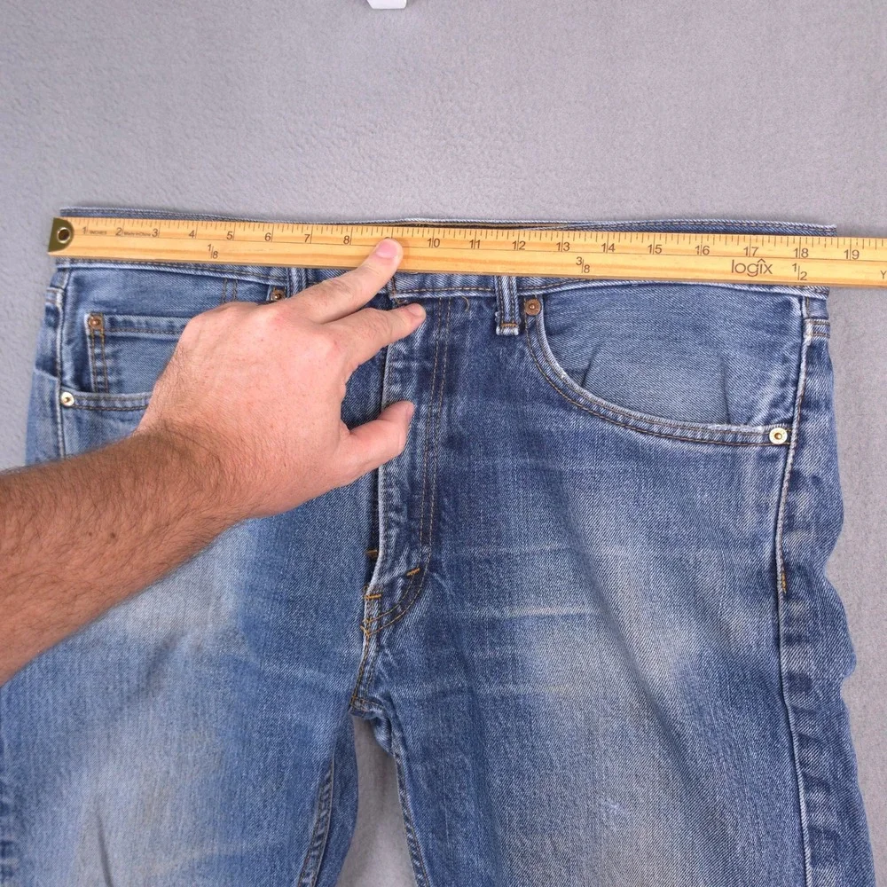 Levi's 505 Regular Fit Jeans Blue Denim 36x34 Distressed Faded Cotton Straight